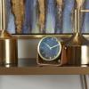 imageDeco 79 Stainless Steel Metal Clock with Leather Stand 7quot x 4quot x 7quot GoldGold