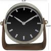 imageDeco 79 Stainless Steel Metal Clock with Leather Stand 7quot x 4quot x 7quot GoldSilver