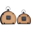 imageDeco 79 Wooden Decorative Clock Semicircle Mantel Clock with Brown Wooden Frame and Ring Handle Set of 2 Tabletop Clock 10quot 7quot H Black