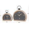 imageDeco 79 Wooden Decorative Clock Semicircle Mantel Clock with Brown Wooden Frame and Ring Handle Set of 2 Tabletop Clock 10quot 7quot H Black