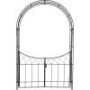 imageDeco 79 Metal Indoor Outdoor Arched Gate Garden Arbor with Lattice Work Sides 55quot x 14quot x 86quot BlackBlack