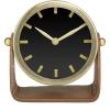 imageDeco 79 Stainless Steel Metal Clock with Leather Stand 7quot x 4quot x 7quot GoldGold