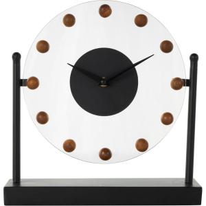 imageDeco 79 Metal Acrylic Face Clock with Wood Ball Accents 11quot x 3quot x 11quot BlackBlack