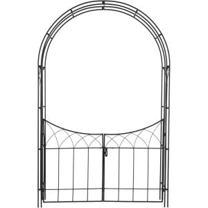imageDeco 79 Metal Indoor Outdoor Arched Gate Garden Arbor with Lattice Work Sides 55quot x 14quot x 86quot BlackBlack