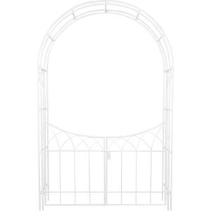 imageDeco 79 Metal Indoor Outdoor Arched Gate Garden Arbor with Lattice Work Sides 55quot x 14quot x 86quot BlackWhite