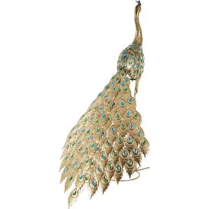 imageDeco 79 Metal Peacock Decorative Garden Sculpture Garden Statue with Blue and Green Jewels Outdoor Sculpture 44quot x 27quot x 52quot Brass