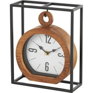 imageDeco 79 Metal Suspended Clock with Black Frame 7quot x 3quot x 9quot Brown
