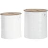 imageDeco 79 Metal Cylinder Storage Stool Set of 2 18quot 15quotH White