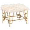 imageDeco 79 Metal Stool with Faux Fur 23quot x 18quot x 19quot Gold