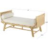 imageDeco 79 Rattan Home Bench Wrapped Entryway Bench with White Fabric Seat and Side Cushions Bedroom Bench 61quot x 30quot x 29quot Light Brown
