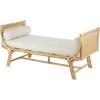 imageDeco 79 Rattan Home Bench Wrapped Entryway Bench with White Fabric Seat and Side Cushions Bedroom Bench 61quot x 30quot x 29quot Light Brown