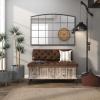 imageDeco 79 Wood Room Storage Bench Entryway Bench with Tufted Faux Leather Seat and Back Bench 47quot x 20quot x 32quot BrownBrown