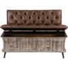 imageDeco 79 Wood Room Storage Bench Entryway Bench with Tufted Faux Leather Seat and Back Bench 47quot x 20quot x 32quot BrownBrown