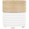imageDeco 79 Wooden Geometric Handmade Side End Accent Table Woven TwoToned End Table with Seagrass Top Side Table 15quot x 15quot x 18quot White