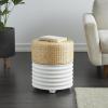 imageDeco 79 Wooden Geometric Handmade Side End Accent Table Woven TwoToned End Table with Seagrass Top Side Table 15quot x 15quot x 18quot White
