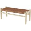 imageDeco 79 Leather Handmade Home Bench Woven Seat Entryway Bench with Beige Wood Base Bedroom Bench 48quot x 20quot x 19quot BrownBrown