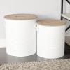 imageDeco 79 Metal Cylinder Storage Stool Set of 2 18quot 15quotH White