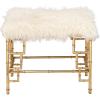 imageDeco 79 Metal Stool with Faux Fur 23quot x 18quot x 19quot Gold