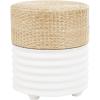 imageDeco 79 Wooden Geometric Handmade Side End Accent Table Woven TwoToned End Table with Seagrass Top Side Table 15quot x 15quot x 18quot White