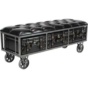 imageDeco 79 Industrial Wood Storage Bench 47quot x 16quot x 19quot BlackGrayGold47 x 16 x 19