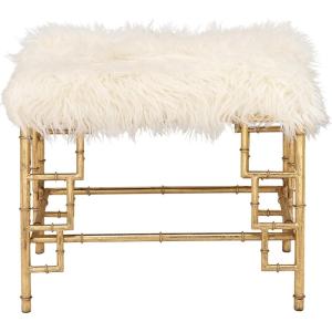 imageDeco 79 Metal Stool with Faux Fur 23quot x 18quot x 19quot Gold