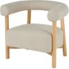 imageDeco 79 Polyester Living Room Accent Chair Curved Back Mid Century Modern Round Boucle Side Chair with Light Brown Wood Frame Corner Chair 32quot x 24quot x 28quot BeigeBeige