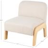 imageDeco 79 Polyester Living Room Accent Chair Square Boucle Side Chair with Brown Wooden Legs Corner Chair 27quot x 28quot x 29quot Beige