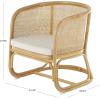 imageDeco 79 Rattan Living Room Accent Chair Woven Rounded Side Chair with White Fabric Cushion Corner Chair 25quot x 29quot x 28quot Light Brown