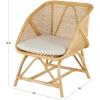 imageDeco 79 Rattan Living Room Accent Chair Woven Squared Side Chair with White Fabric Cushion Corner Chair 24quot x 26quot x 32quot Light Brown