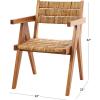 imageDeco 79 Teak Wood Handmade Living Room Accent Chair MidCentury Side Chair with Wrapped Banana Leaf Seat Corner Chair 22quot x 23quot x 32quot Brown