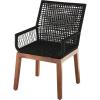 imageDeco 79 Jute Rope Handmade Living Room Accent Chair Side Chair with Brown Mango Wood Frame Corner Chair 25quot x 24quot x 33quot BlackBlack