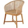 imageDeco 79 Plastic Rattan Handmade Living Room Accent Chair Woven Rounded Side Chair with Teak Frame Corner Chair 23quot x 25quot x 33quot Light Brown