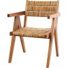 imageDeco 79 Teak Wood Handmade Living Room Accent Chair MidCentury Side Chair with Wrapped Banana Leaf Seat Corner Chair 22quot x 23quot x 32quot Brown