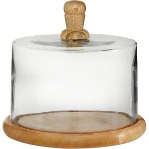 imageDeco 79 Farmhouse Glass Round Cake Stand 8quot x 8quot x 6quot BrownBrown