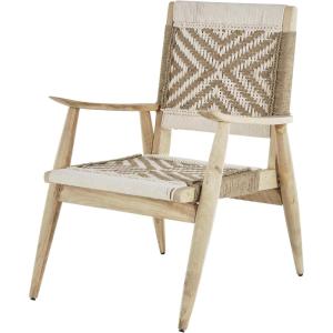 imageDeco 79 Jute Rope Handmade Living Room Accent Chair Side Chair with Brown Mango Wood Frame Corner Chair 25quot x 24quot x 33quot BlackWhite