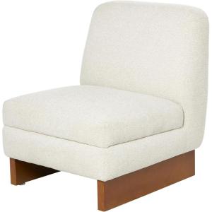 imageDeco 79 Polyester Living Room Accent Chair Boucle Side Chair with Brown Wooden Legs Corner Chair 25quot x 28quot x 31quot White25 x 28 x 31