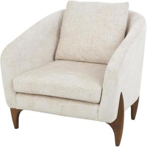 imageDeco 79 Polyester Living Room Accent Chair Boucle Side Chair with Brown Wooden Legs Corner Chair 25quot x 28quot x 31quot White32 x 32 x 31