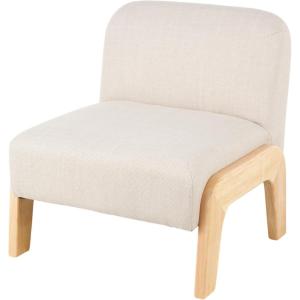 imageDeco 79 Polyester Living Room Accent Chair Square Boucle Side Chair with Brown Wooden Legs Corner Chair 27quot x 28quot x 29quot Beige