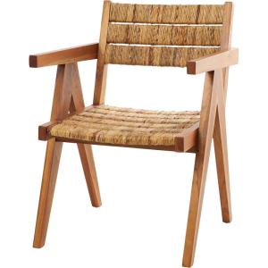 imageDeco 79 Teak Wood Handmade Living Room Accent Chair MidCentury Side Chair with Wrapped Banana Leaf Seat Corner Chair 22quot x 23quot x 32quot Brown