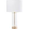 imageCosmoLiving by Cosmopolitan Tempered Glass Room Table Lamp Transparent Base Accent Lamp with Drum Shade Lamp 14quot x 14quot x 25quot Gold