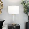 imageCosmoLiving by Cosmopolitan Tempered Glass Room Table Lamp Transparent Base Accent Lamp with Drum Shade Lamp 14quot x 14quot x 25quot Gold