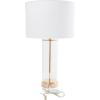 imageCosmoLiving by Cosmopolitan Tempered Glass Room Table Lamp Transparent Base Accent Lamp with Drum Shade Lamp 14quot x 14quot x 25quot Gold