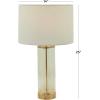 imageCosmoLiving by Cosmopolitan Tempered Glass Room Table Lamp Transparent Base Accent Lamp with Drum Shade Lamp 14quot x 14quot x 25quot Gold