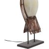 imageDeco 79 Bamboo Wood Room Floor Lamp Wavy Standing Tall Lamp with Cream Lamp Shades Tall Lamp 17quot x 7quot x 67quot Brown