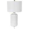 imageDeco 79 Ceramic Shell Room Table Lamp Embedded Accent Lamp with Drum Linen Shade Lamp 15quot x 15quot x 27quot WhiteWhite