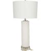 imageDeco 79 Ceramic Shell Room Table Lamp Embedded Accent Lamp with Drum Linen Shade Lamp 15quot x 15quot x 27quot WhiteWhite