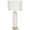 imageDeco 79 Ceramic Shell Room Table Lamp Embedded Accent Lamp with Drum Linen Shade Lamp 15quot x 15quot x 27quot WhiteWhite