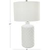 imageDeco 79 Ceramic Shell Room Table Lamp Embedded Accent Lamp with Drum Linen Shade Lamp 15quot x 15quot x 27quot WhiteWhite