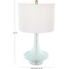 imageDeco 79 Glass Room Table Lamp Textured Frosted Round Accent Lamp with White Drum Shade and Silver Base Lamp 14quot x 14quot x 25quot Teal