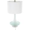 imageDeco 79 Glass Room Table Lamp Textured Frosted Round Accent Lamp with White Drum Shade and Silver Base Lamp 14quot x 14quot x 25quot Teal
